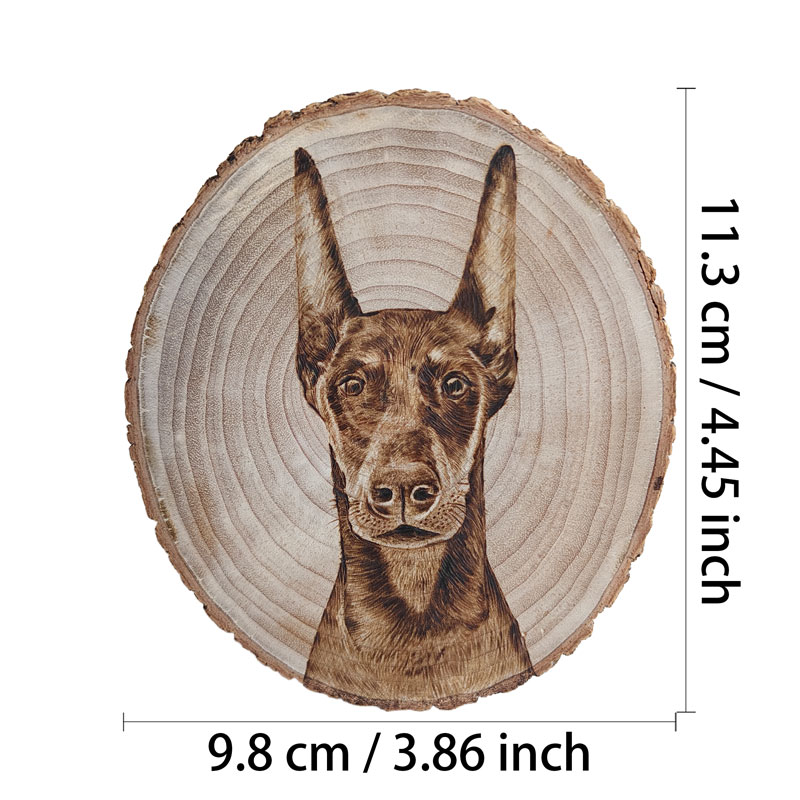 Pyroart Cool Doberman Tree Round Pyrography Artware