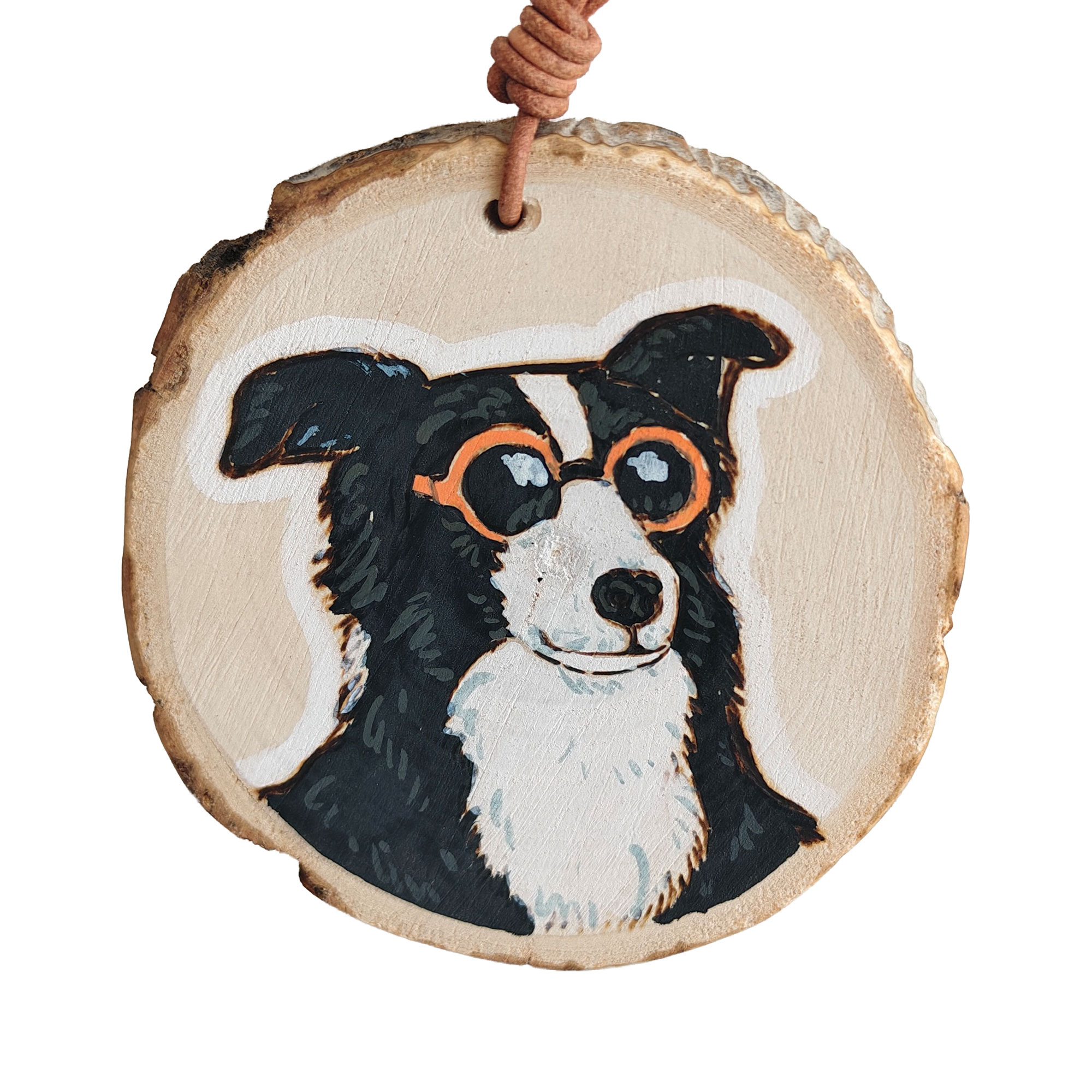 Pyroart Cool Sunglasses Border Collie Hanging Tag Pyrography Artware