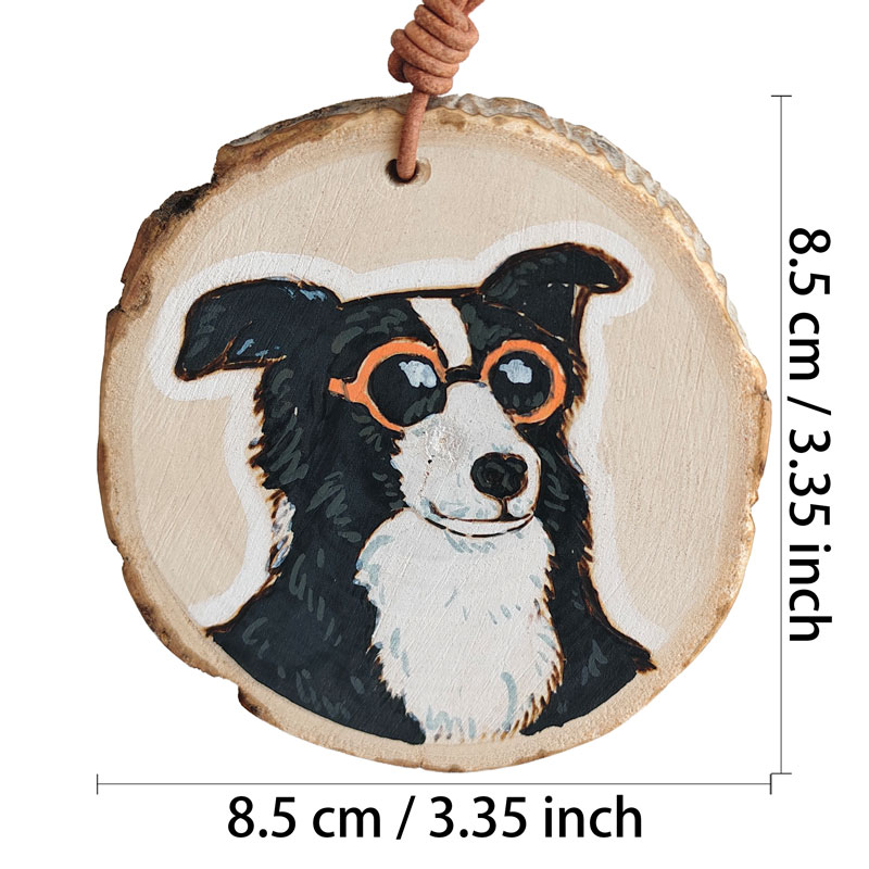 Pyroart Cool Sunglasses Border Collie Hanging Tag Pyrography Artware