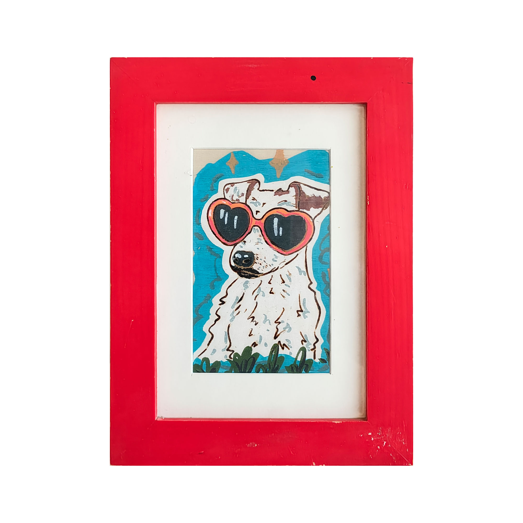 Pyroart Cool Heart Glasses Pup Red Framed Pyrography Artware