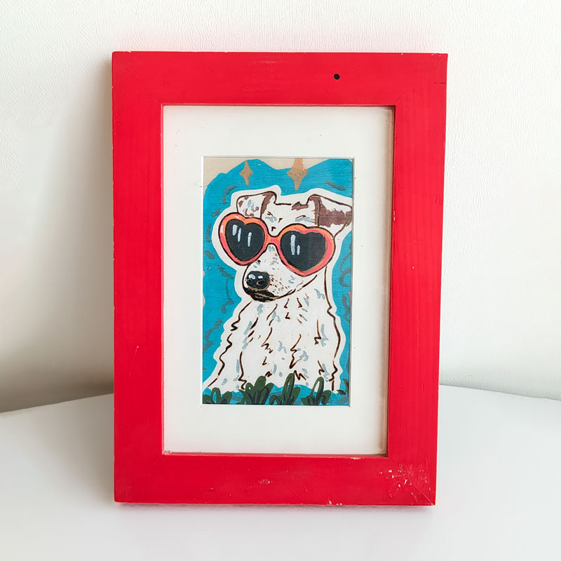 Pyroart Cool Heart Glasses Pup Red Framed Pyrography Artware