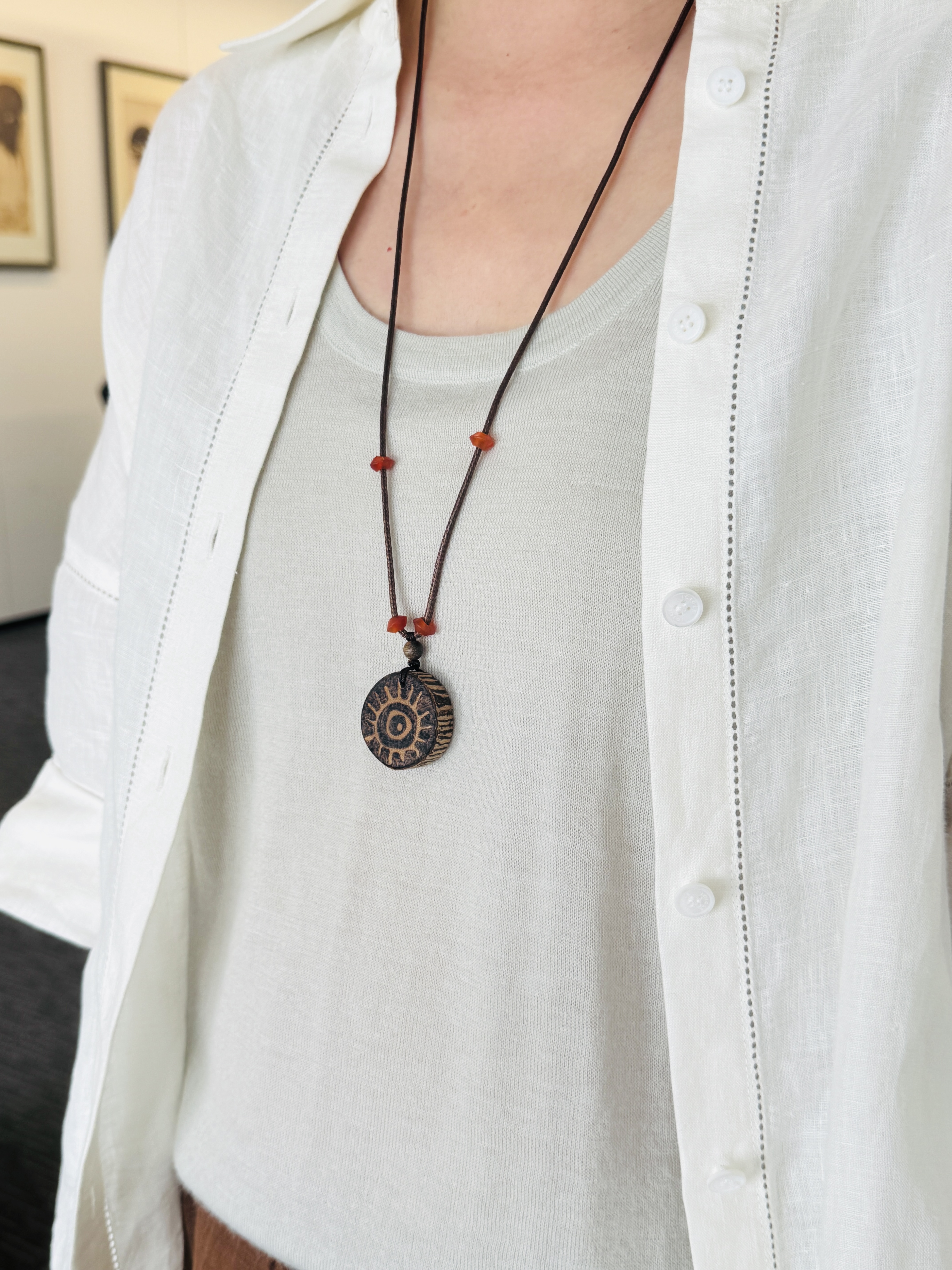 Murren Carved Agate Pendant Necklace