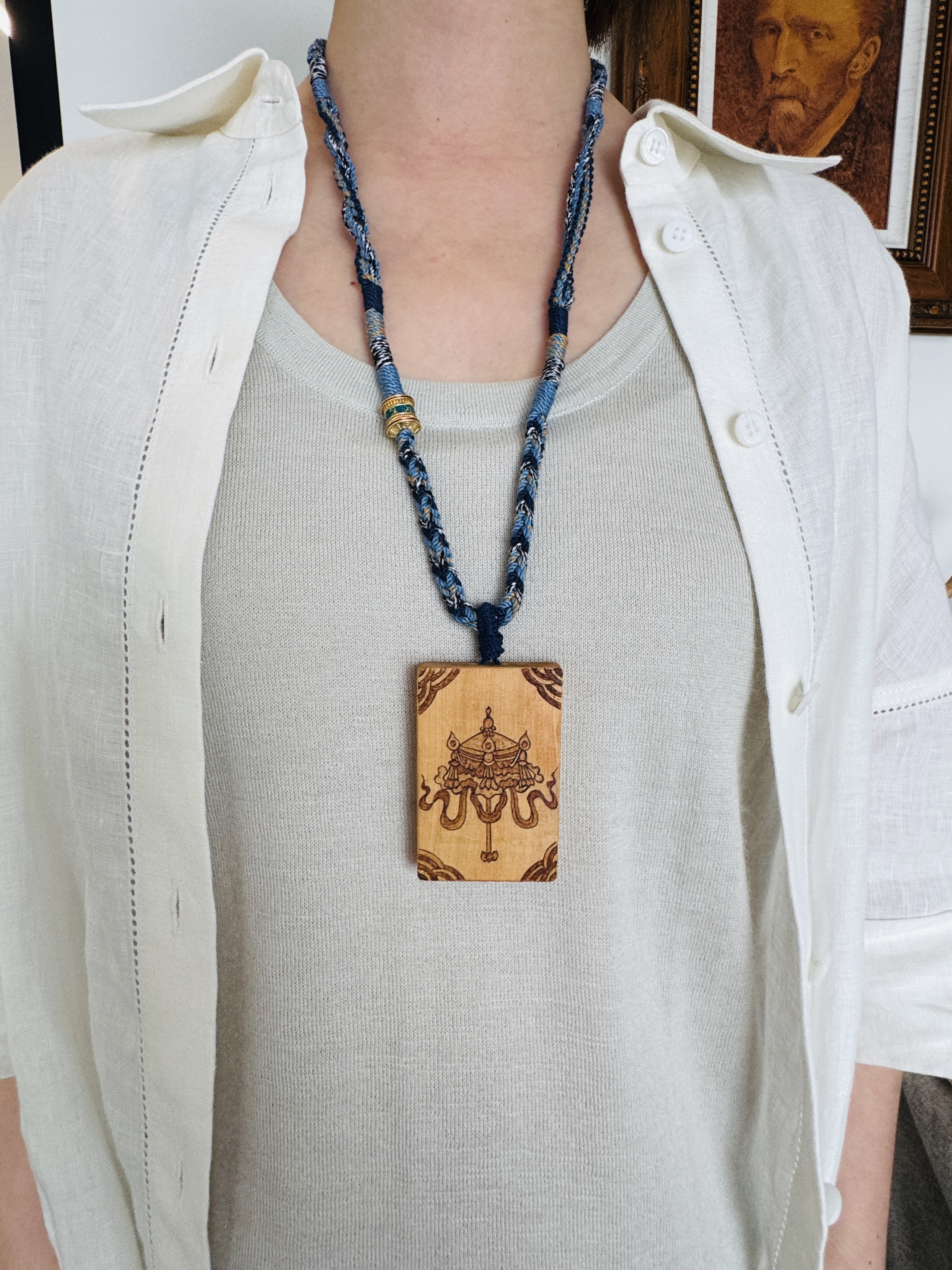 Murren Tibetan pyrography pendant