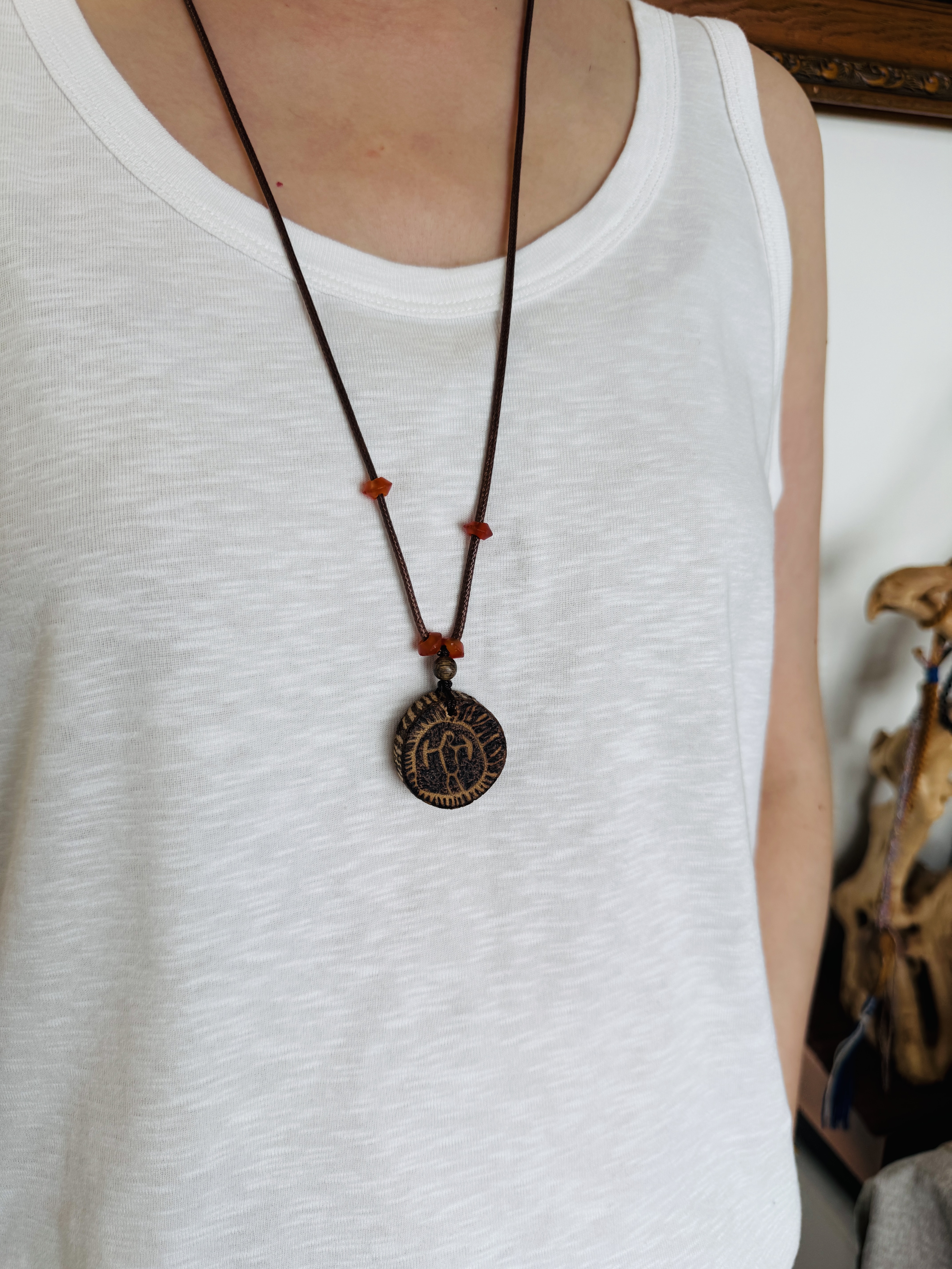 Murren Carved Agate Pendant Necklace