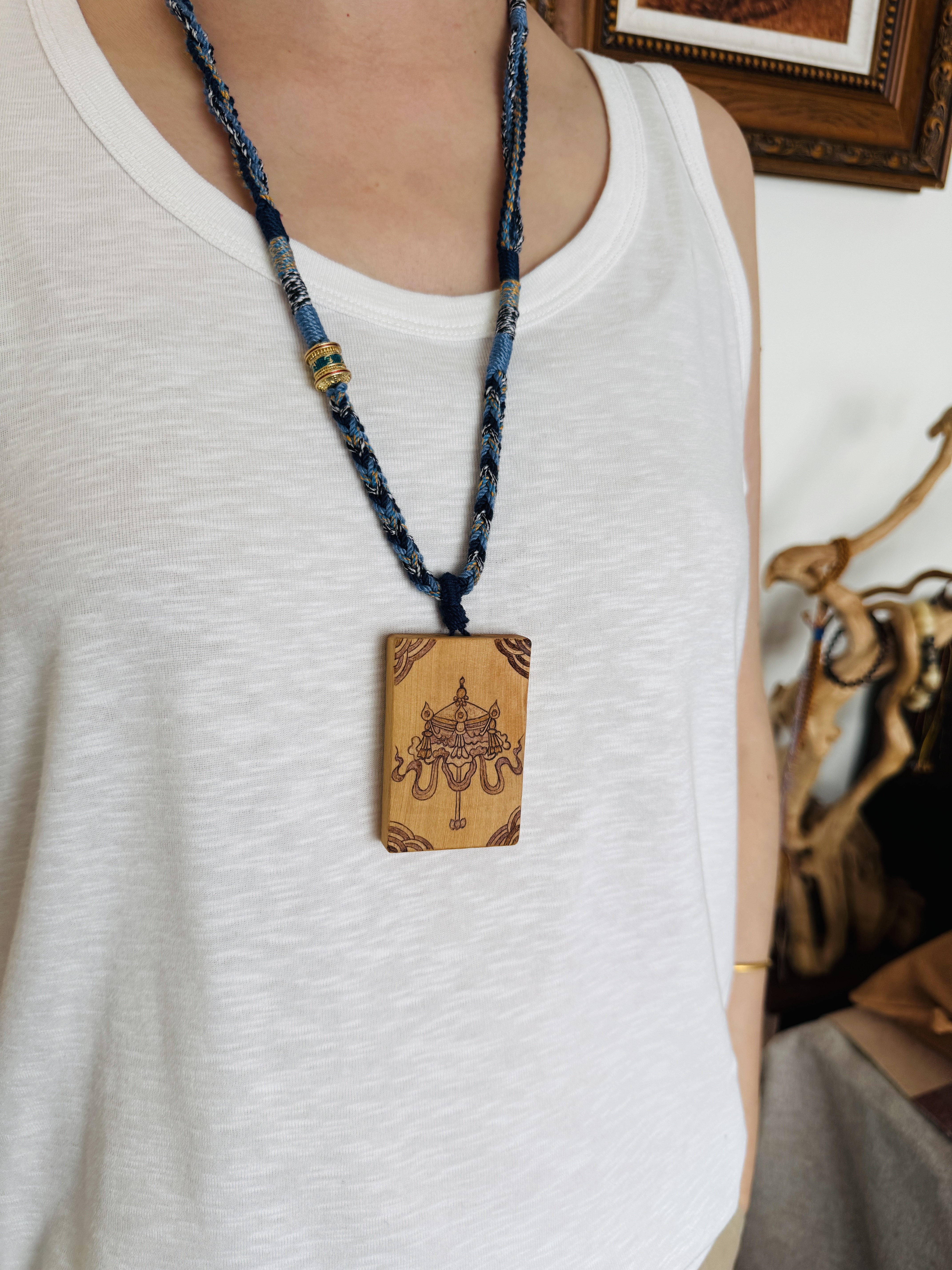 Murren Tibetan pyrography pendant