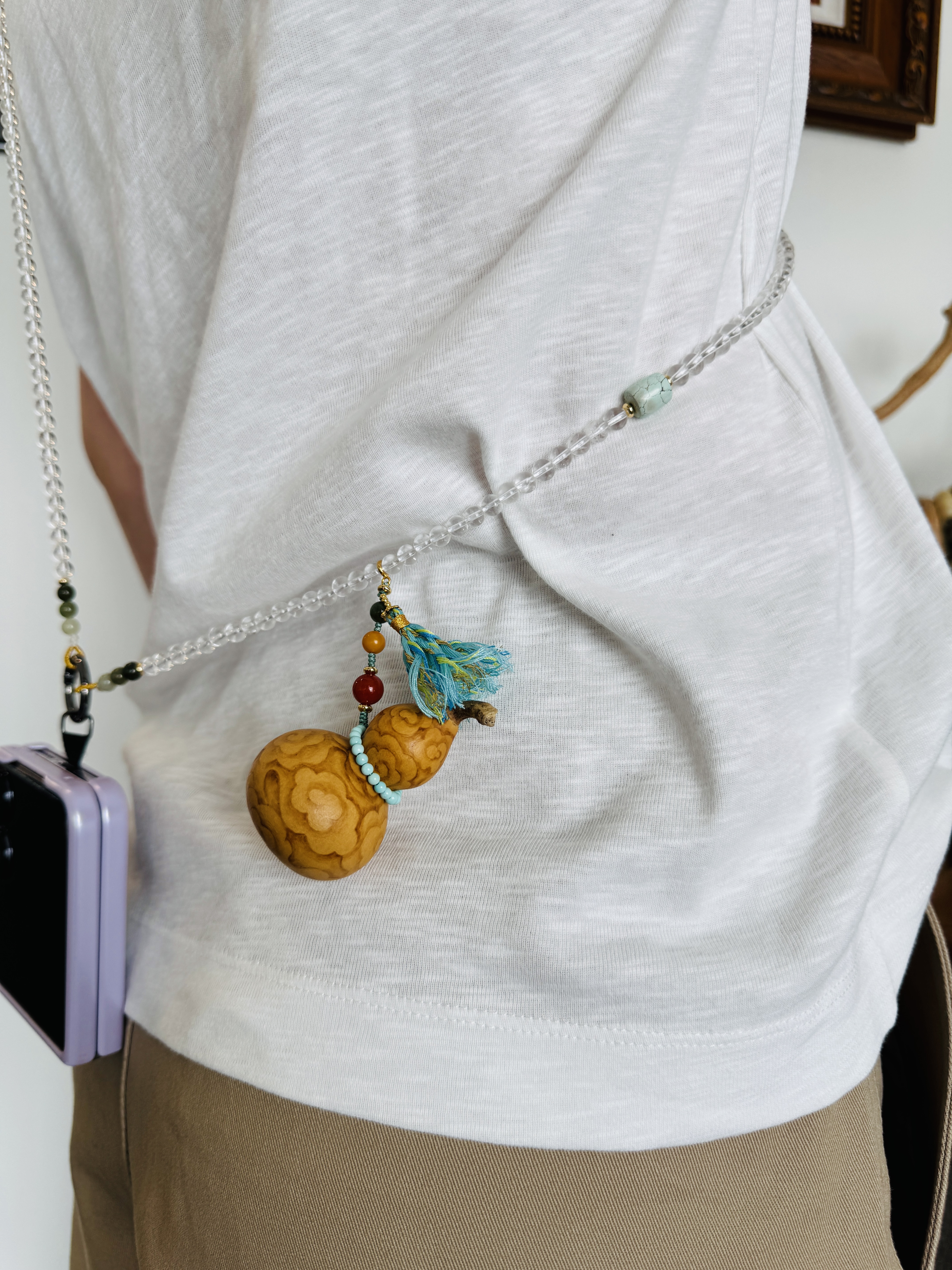 Cloud Clear Quartz Gourd Phone Lanyard