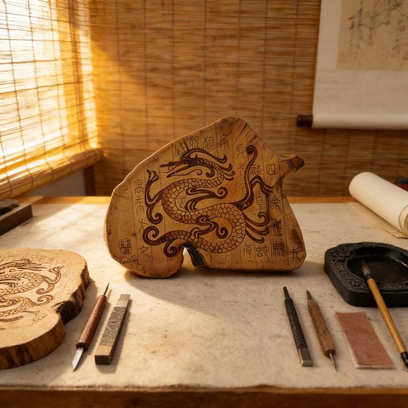 Pyrogart Azure Dragon Pyrography Artisanal Decor