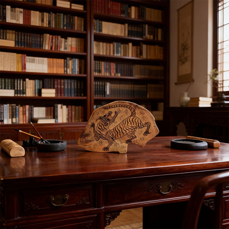 Pyrogart White Tiger Pyrography Artisanal Decor