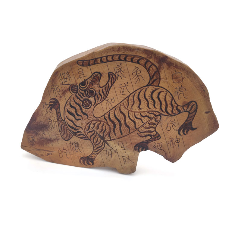 Pyrogart White Tiger Pyrography Artisanal Decor