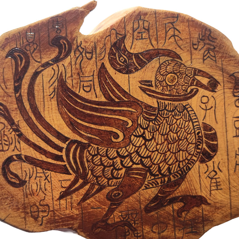 Pyrogart Vermilion Bird Pyrography Artisanal Decor