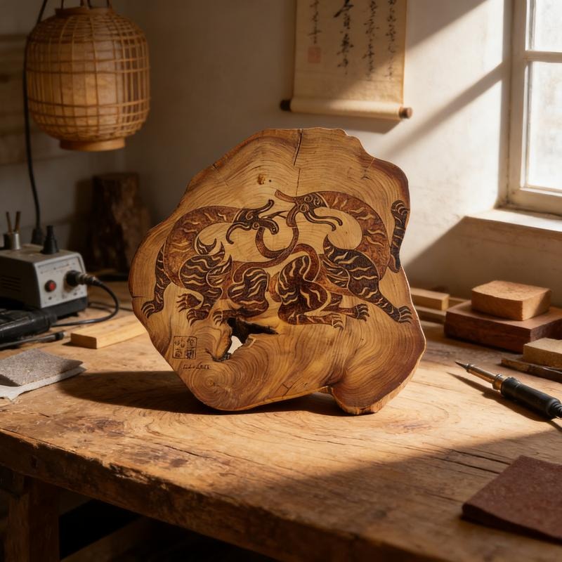 Pyrogart Heaven and Earth Converge Pyrography Artisanal Decor