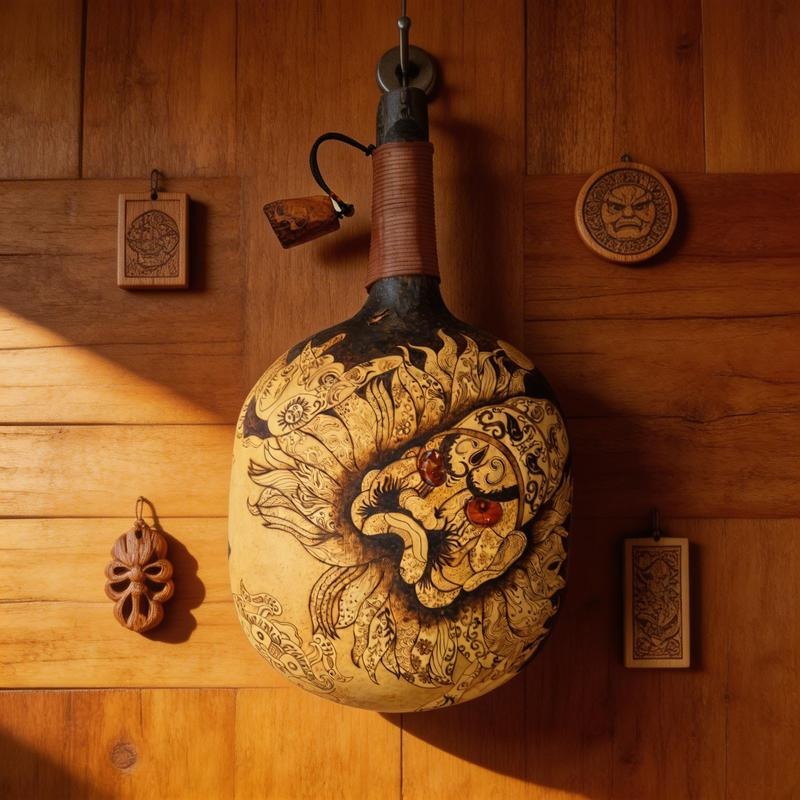 Pyrogart Exorcist Zhong Kui Ladle Pyrography Artisanal Decor