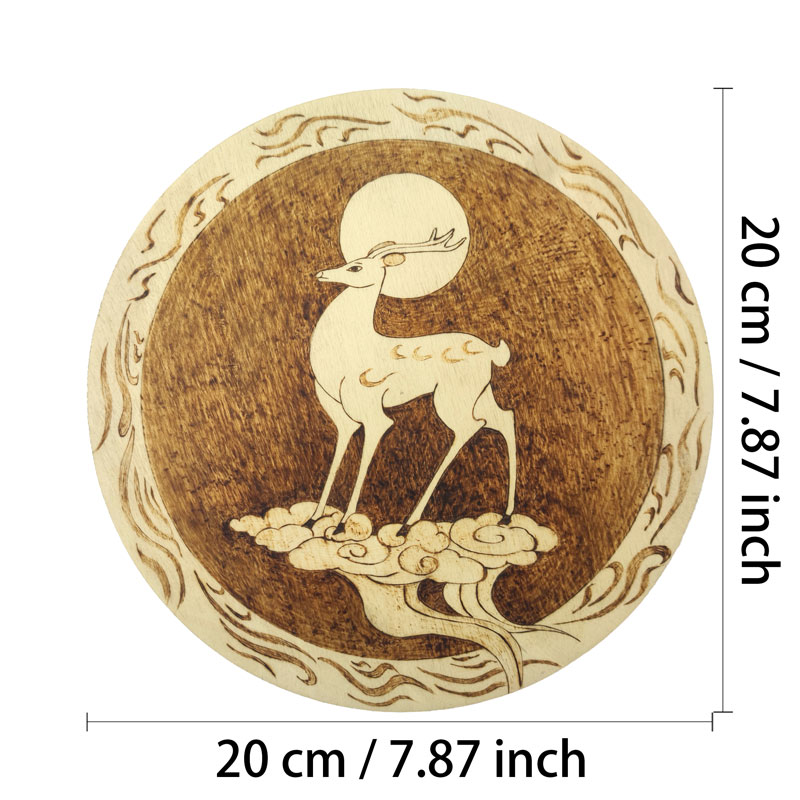 Pyrogart Deer of Fortune on Clouds Pyrography Artisanal Decor