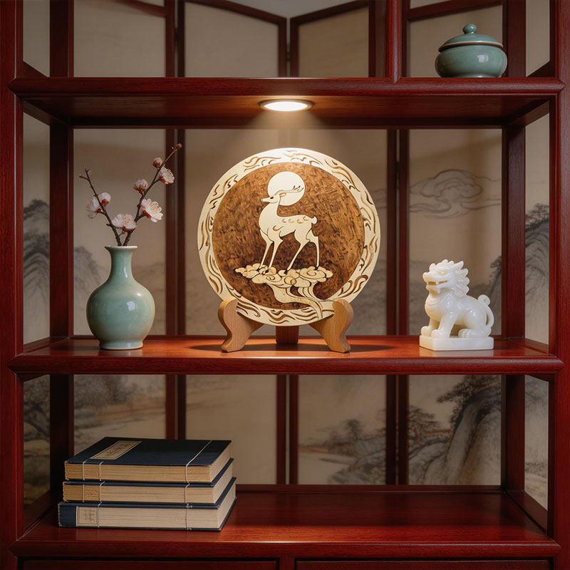 Pyrogart Deer of Fortune on Clouds Pyrography Artisanal Decor