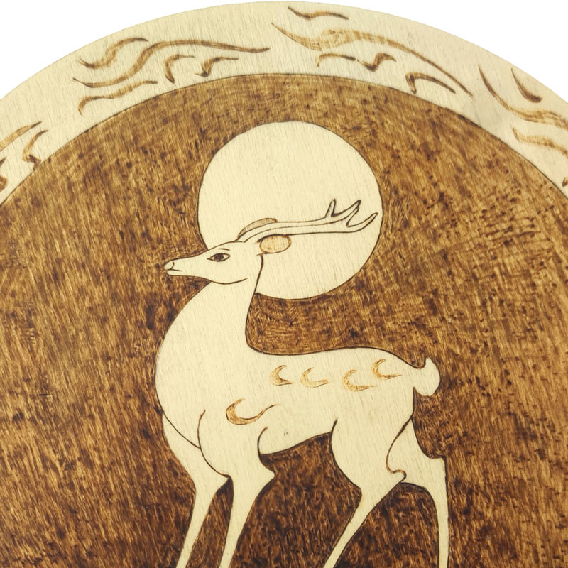 Pyrogart Deer of Fortune on Clouds Pyrography Artisanal Decor