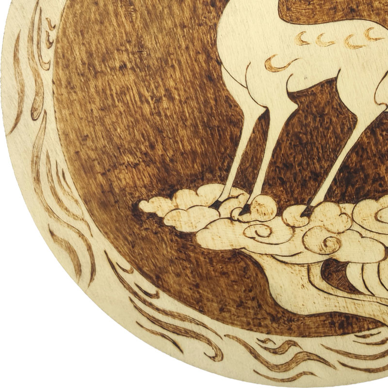 Pyrogart Deer of Fortune on Clouds Pyrography Artisanal Decor
