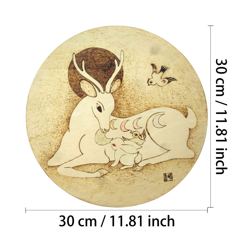 Pyrogart Deer and Rabbit of Fortune Pyrography Artisanal Decor