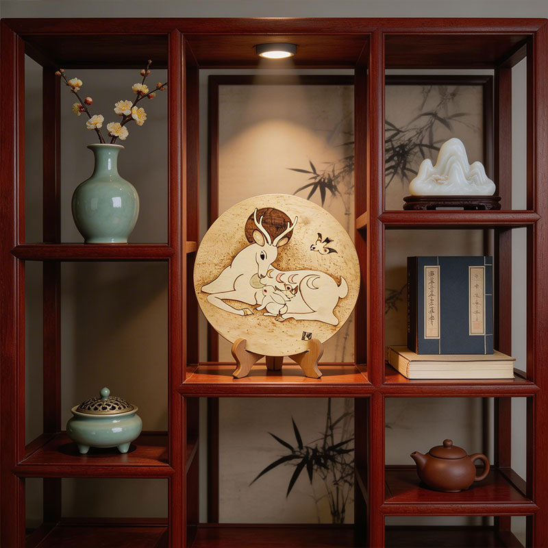 Pyrogart Deer and Rabbit of Fortune Pyrography Artisanal Decor