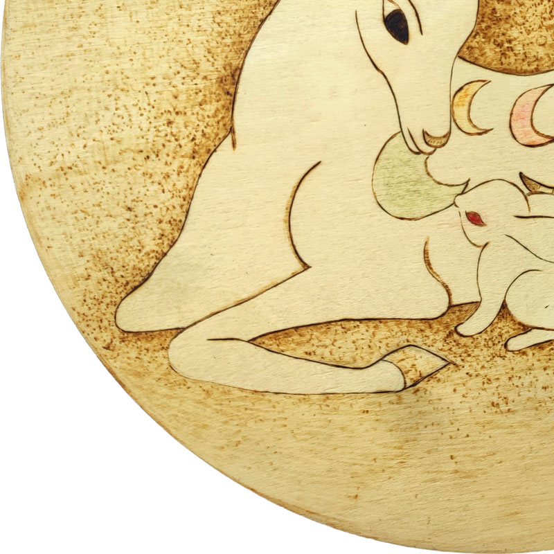 Pyrogart Deer and Rabbit of Fortune Pyrography Artisanal Decor