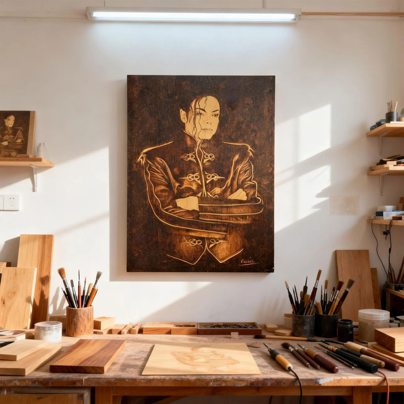 Pyroart Michael Jackson Portrait Pyrography