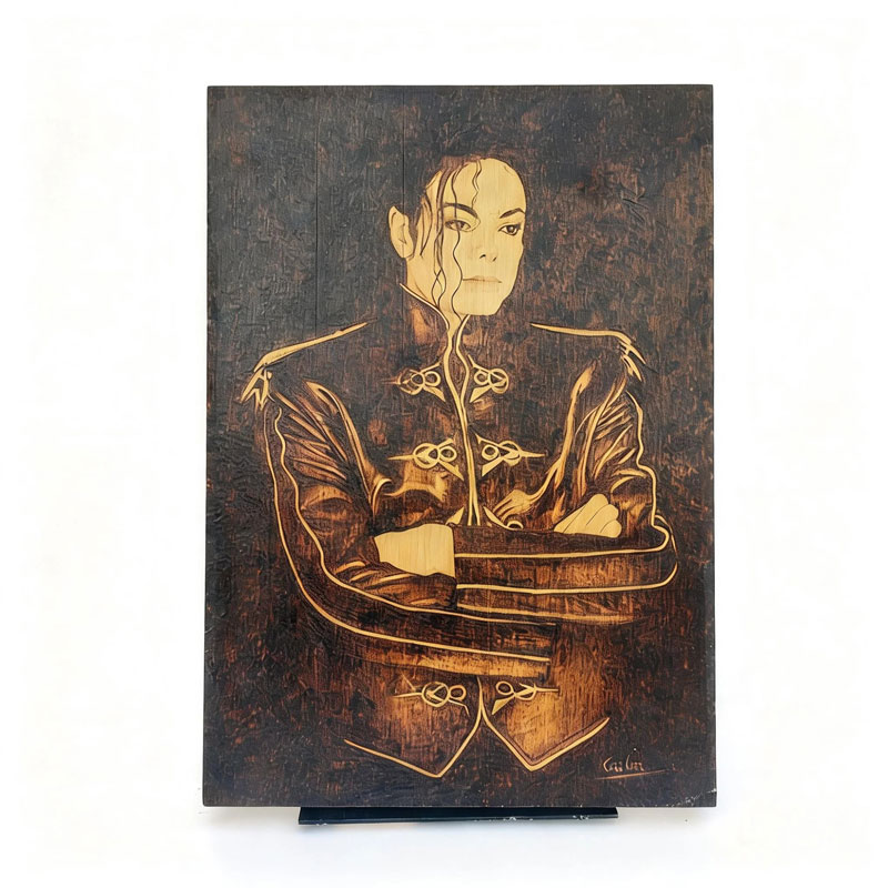 Pyroart Michael Jackson Portrait Pyrography