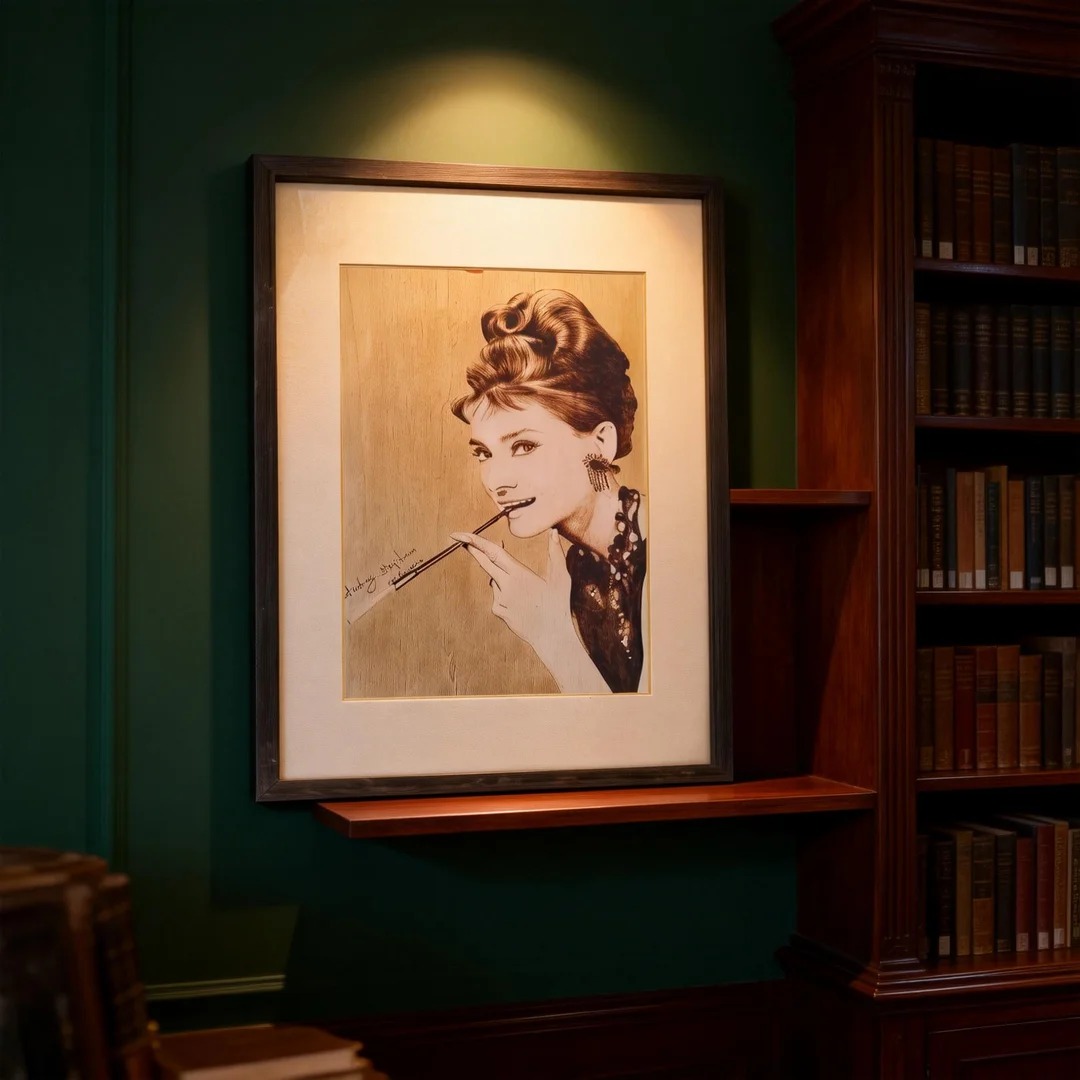 Pyroart Audrey Hepburn Portrait Pyrography