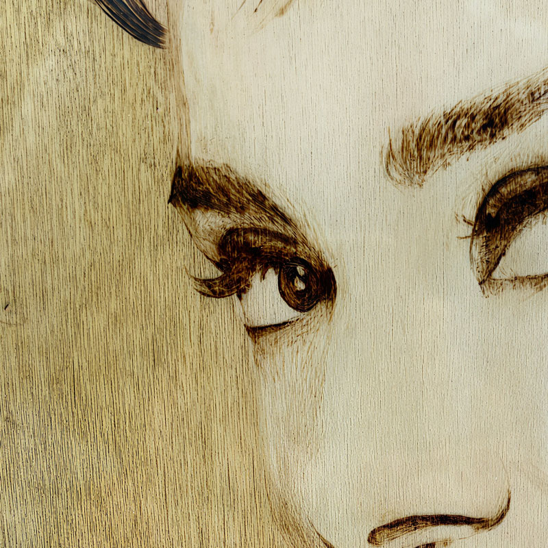 Pyroart Audrey Hepburn Portrait Pyrography