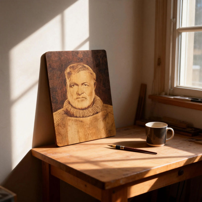 Pyroart Hemingway Portrait Pyrography