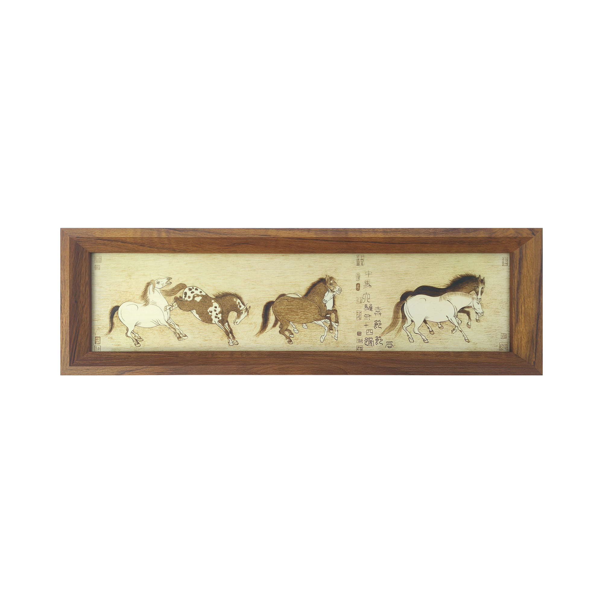 Pyrogart Sixteen Good Horses Scroll Pyrography Art Picture Decor