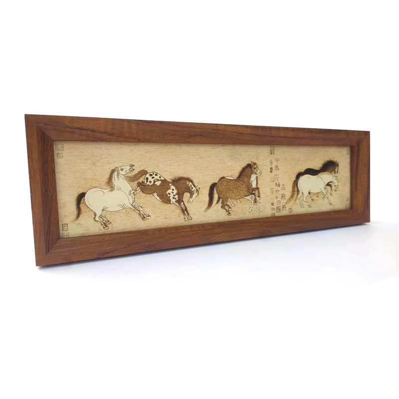 Pyrogart Sixteen Good Horses Scroll Pyrography Art Picture Decor