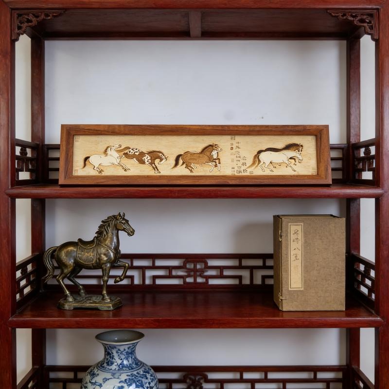 Pyrogart Sixteen Good Horses Scroll Pyrography Art Picture Decor