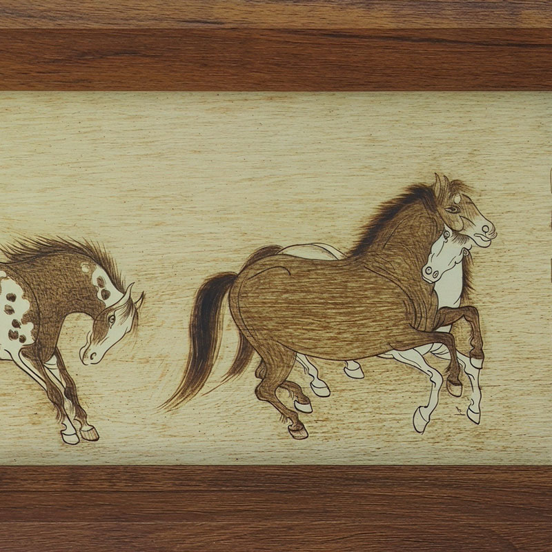 Pyrogart Sixteen Good Horses Scroll Pyrography Art Picture Decor