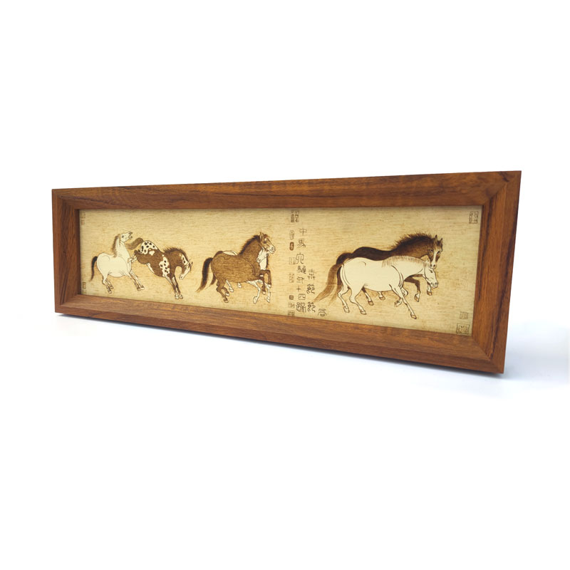 Pyrogart Sixteen Good Horses Scroll Pyrography Art Picture Decor