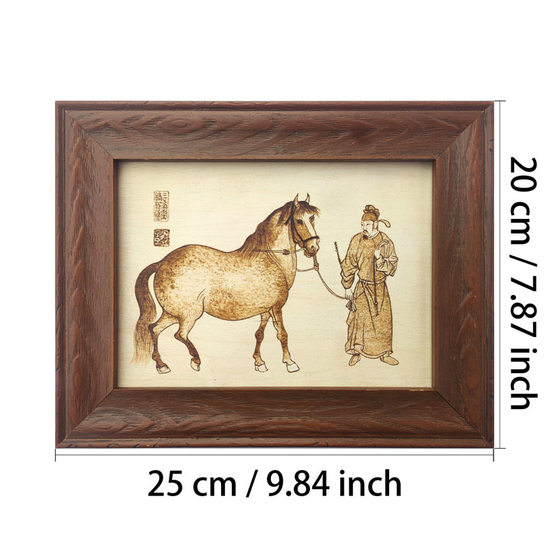 Pyrogart Five Horses Scroll Manchuan Hua Pyrography Art Picture Decor