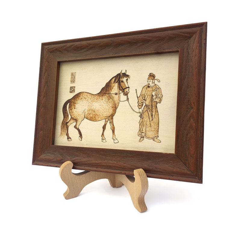 Pyrogart Five Horses Scroll Manchuan Hua Pyrography Art Picture Decor