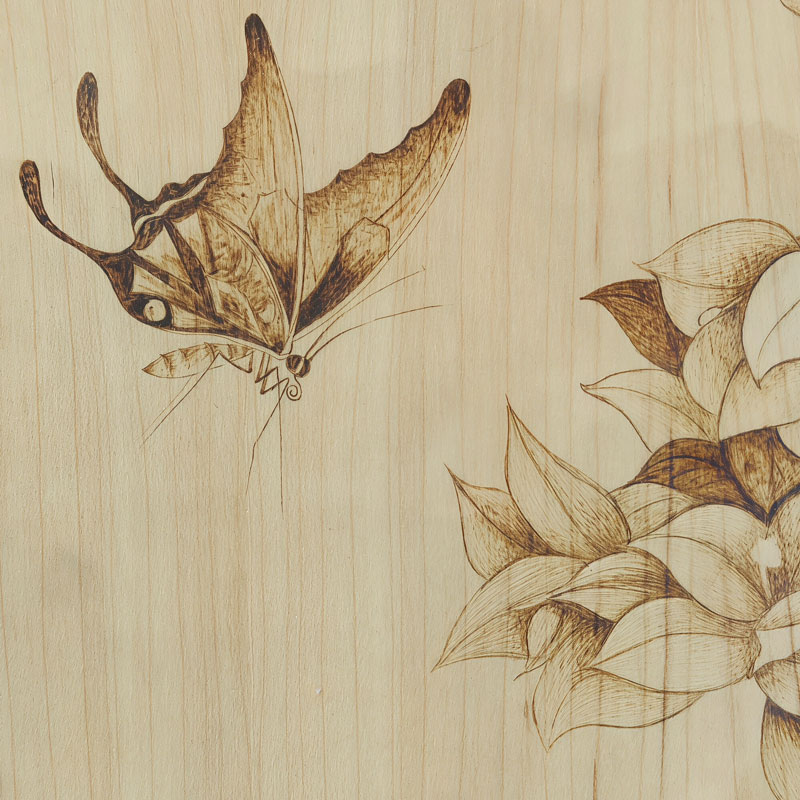 Pyrogart Flower and Bird Illustration Hang Pyrography