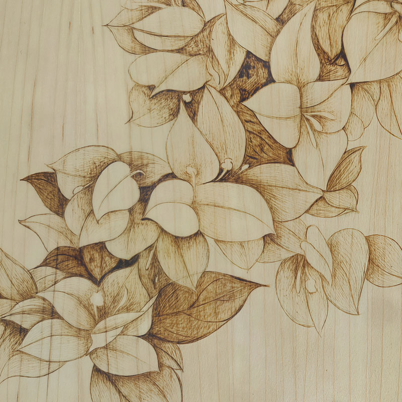 Pyrogart Flower and Bird Illustration Hang Pyrography