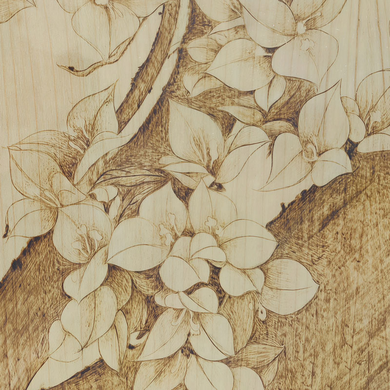 Pyrogart Flower and Bird Illustration Hang Pyrography