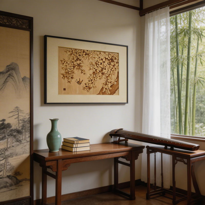 Pyrogart Flower and Bird Illustration Hang Pyrography