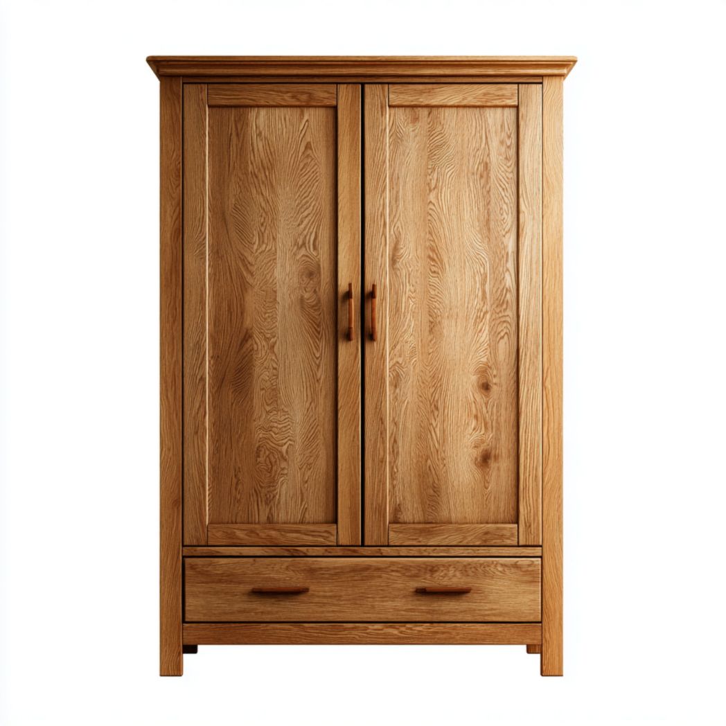 Armoire à deux portes en bois massif marron clair-warmays