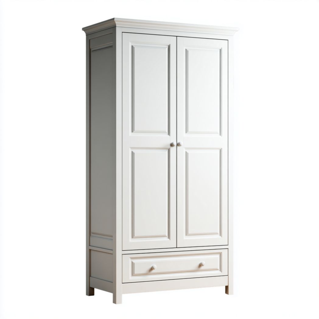 Armoire blanche à deux portes en panneaux de bois-warmays