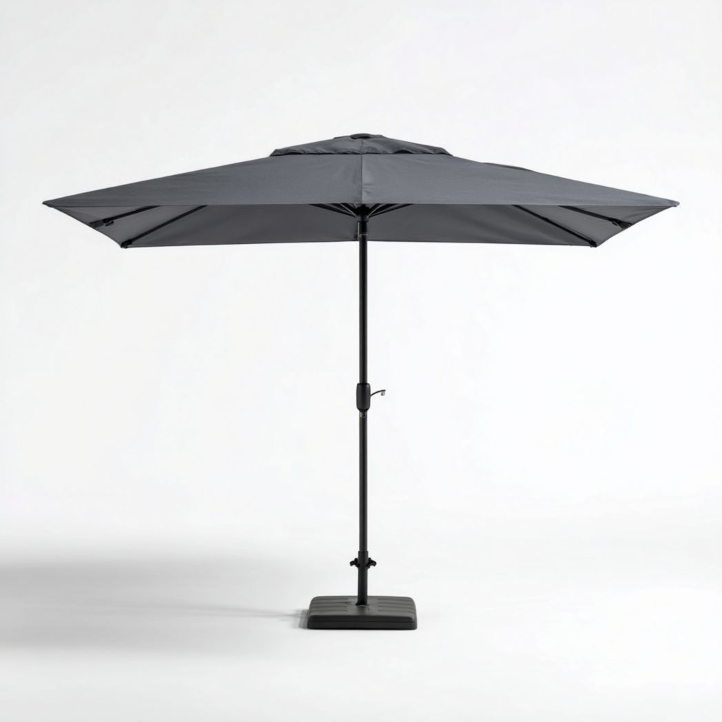 Parasol carré gris foncé, structure métallique noire-warmays