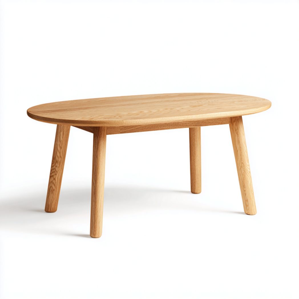 Table basse en bois massif brun clair, plateau ovale-warmays