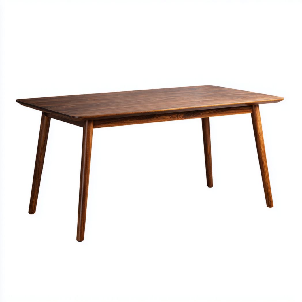 Table à manger brun en bois massif, plateau rectangulaire-warmays