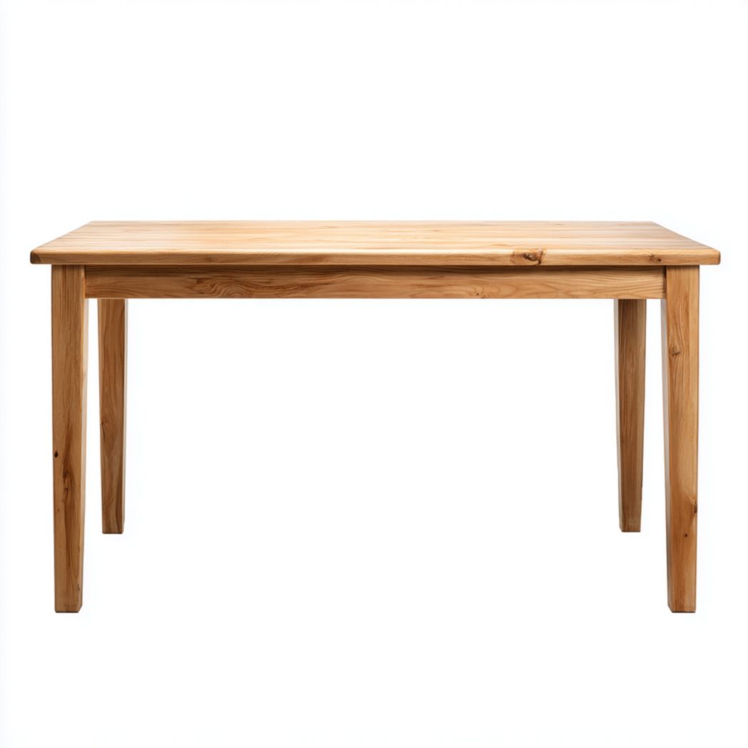 Table à manger brun clair en bois massif, plateau rectangulaire-warmays