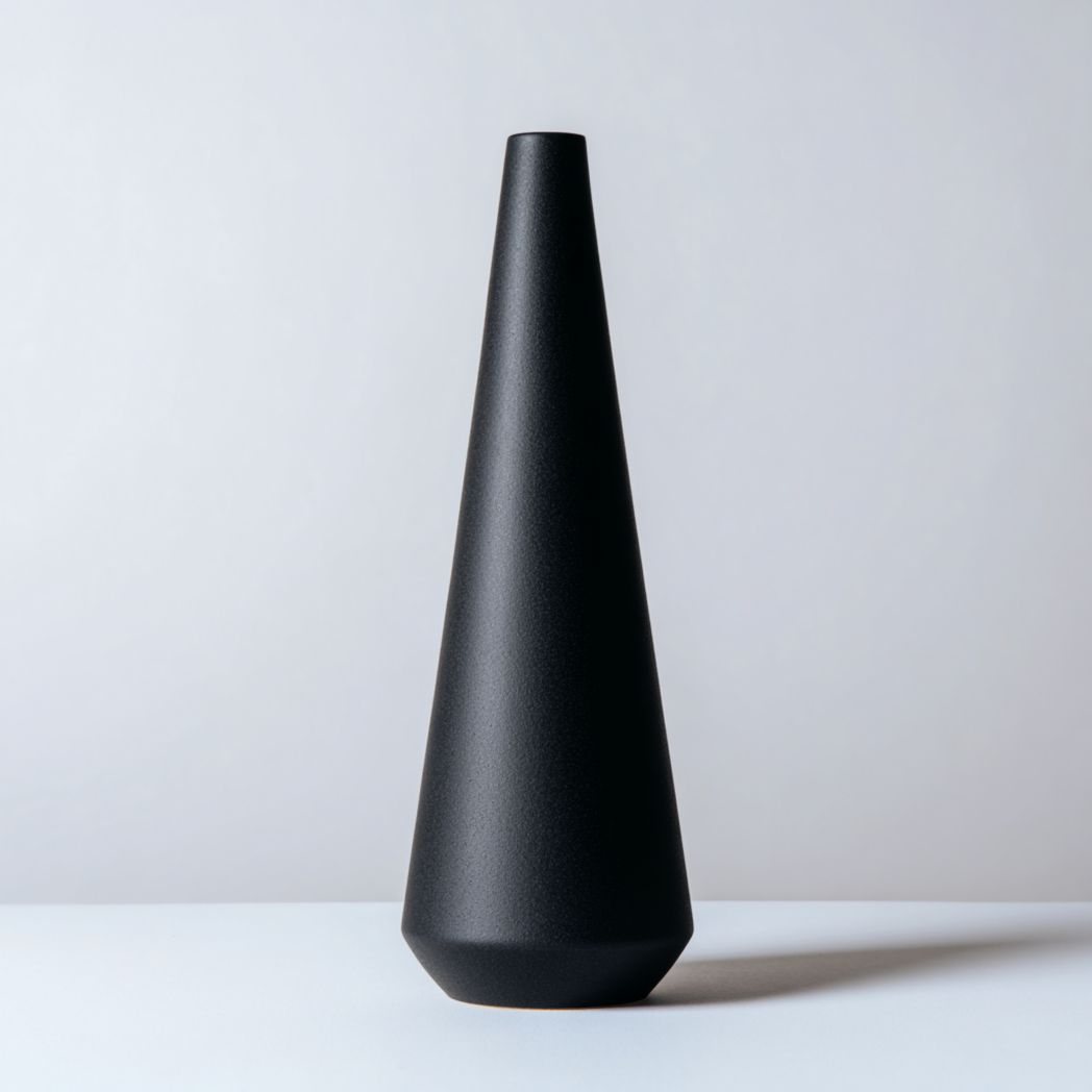 Vase en céramique noir mat conique-warmays