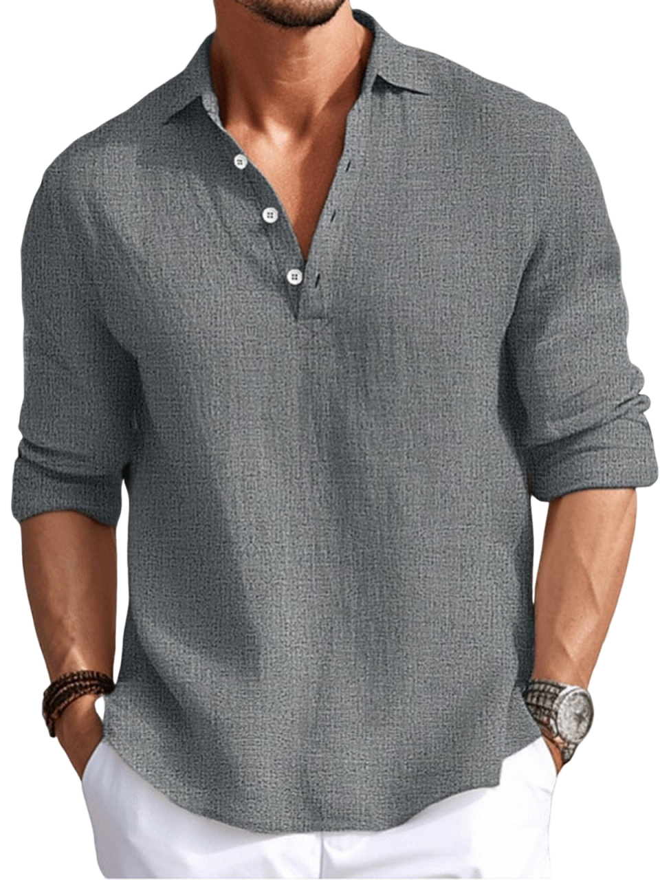 Men's Vintage Linen Polo Shirt