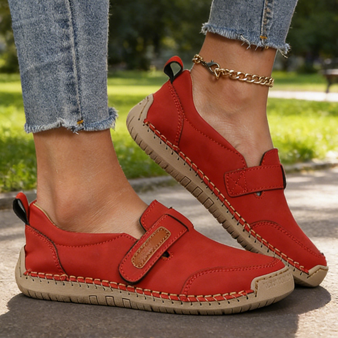 Women’s Hand-Stitched Walking Shoes – Comfortable Casual Everyday Shoes