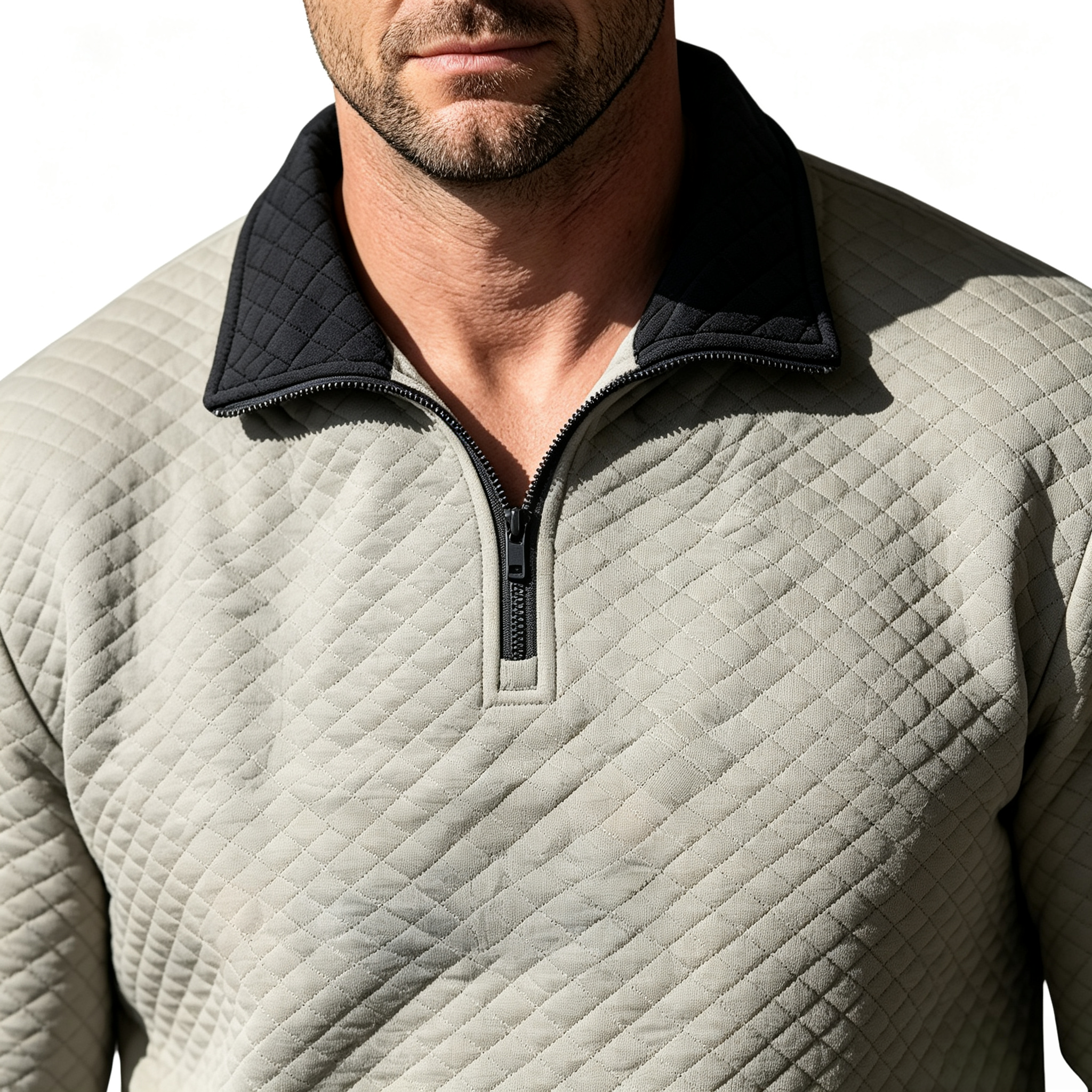 Pull matelassé à col zippé pour homme – Sweat-shirt confortable au quotidien