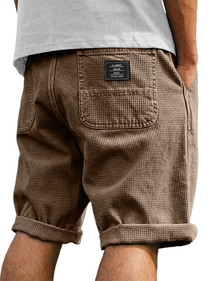 Men's Stylish Waffle-Knit Shorts with Four Pockets